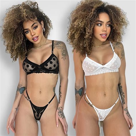 Kit 2 Conjuntos Lingerie Sutiã Tule Poá Transparente e Calcinha Fio Dental Sexy Shopee Brasil