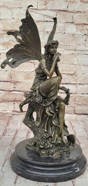 NUDE FAIRY BRONZE Fantasy Art Nouveau Winged Wood Nymph Sculpture PicClick AU