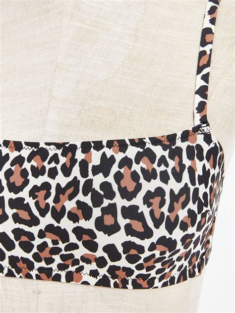 LCW DREAM Siyah Dikişli Pedli Leopar Desenli Kadın Bikini Üst S BM Z LQJ LCW