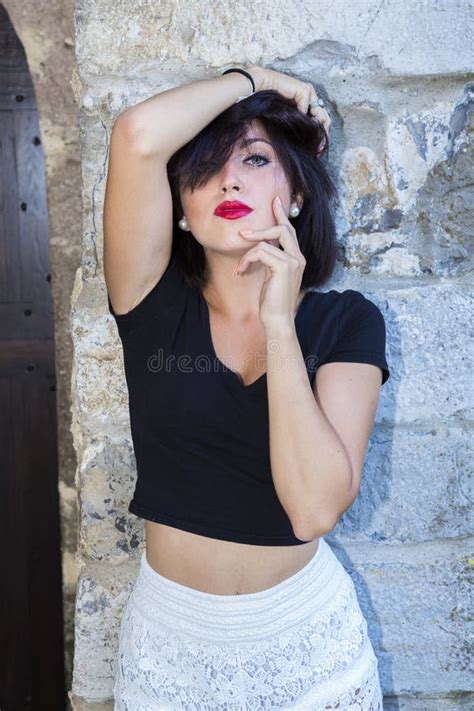 So Stunning Stock Image Image Of Brunette Posing Outfits 71196997