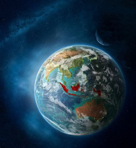 Indonesia On Planet Earth From Space At Night Stock Image Image Of