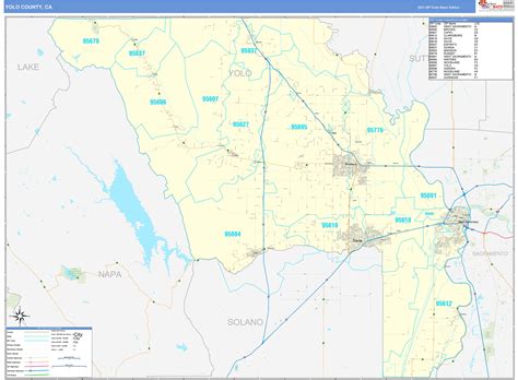 Yolo County Ca Zip Code Wall Map Basic Style By Marketmaps Mapsales