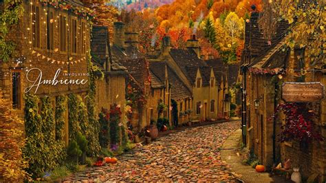 AUTUMN VILLAGE ASMR Ambience Wind Crunchy Leaves Village Sounds