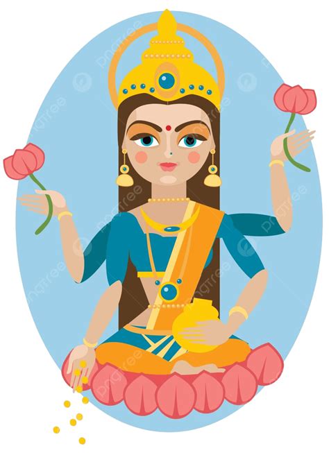 Lakshmi Deidad Ilustración Meditación Azul Hinduismo Vector Png