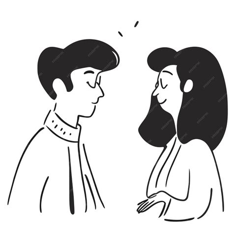 Dos personas hablan ilustración vectorial dibujo de líneas | Vector Premium
