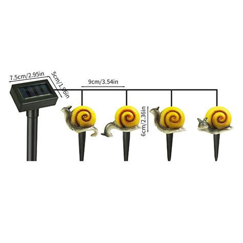 Avtoify Snail Garden Light4 Pc Resin Solar Powered Snail Light 6 8