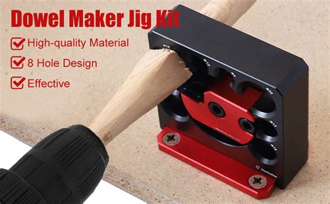 6Pcs Dowel Maker Jig Kit Metric 8mm To 20mm Adjustable Dowel Maker