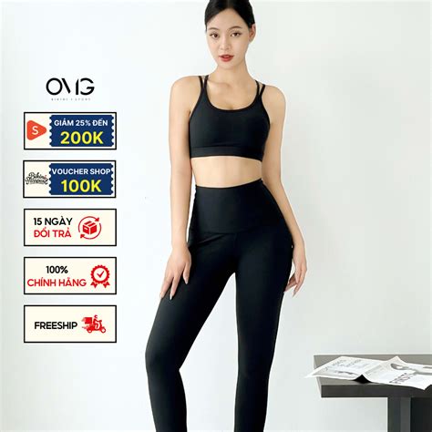 Bộ đồ tập Gym Yoga BIKINI PASSPORT kiểu quần dài cạp cao áo dây kép màu Đen BG109 BL