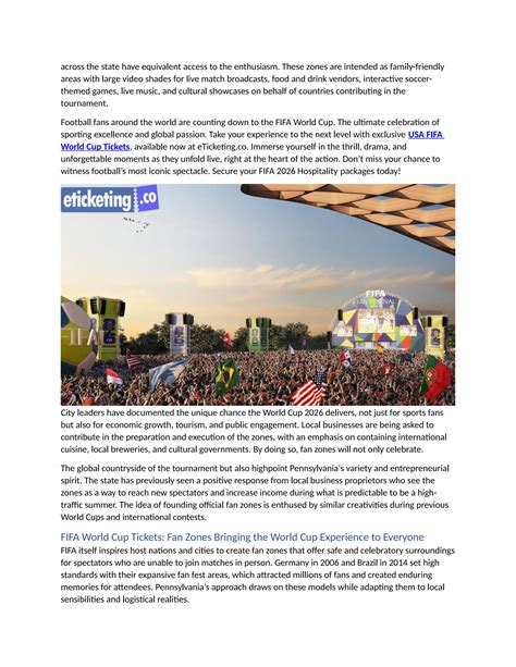 FIFA World Cup Pennsylvania Plans Massive Fan Zone Experience for FIFA