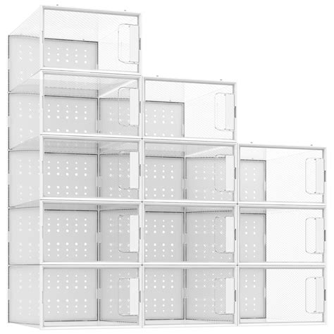Pinkpum Shoe Organizer Storage Boxes For Closet Clear Plastic