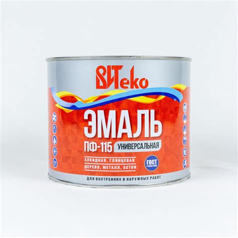 Эмаль Витеко Вит1,8 Гладкая, Алкидная, Глянцевое покрытие, черный ...