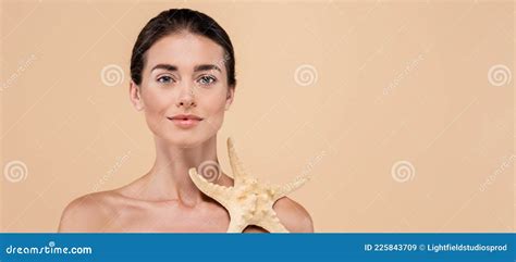 Pretty Woman With Starfish On Naked Stock Image Image Of Bodycare Beautiful 225843709