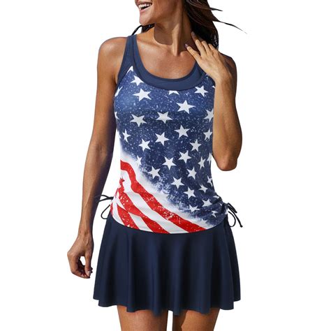 Bjutir American Flag Bikini For Women Scoop Neck High Waisted Two Piece Swimsuits Graphic Print
