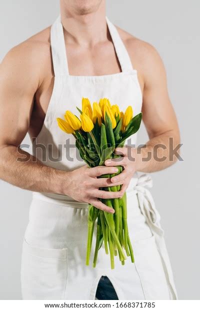 Man Man Naked Torso Apron Gives Stock Photo 1668371785 Shutterstock