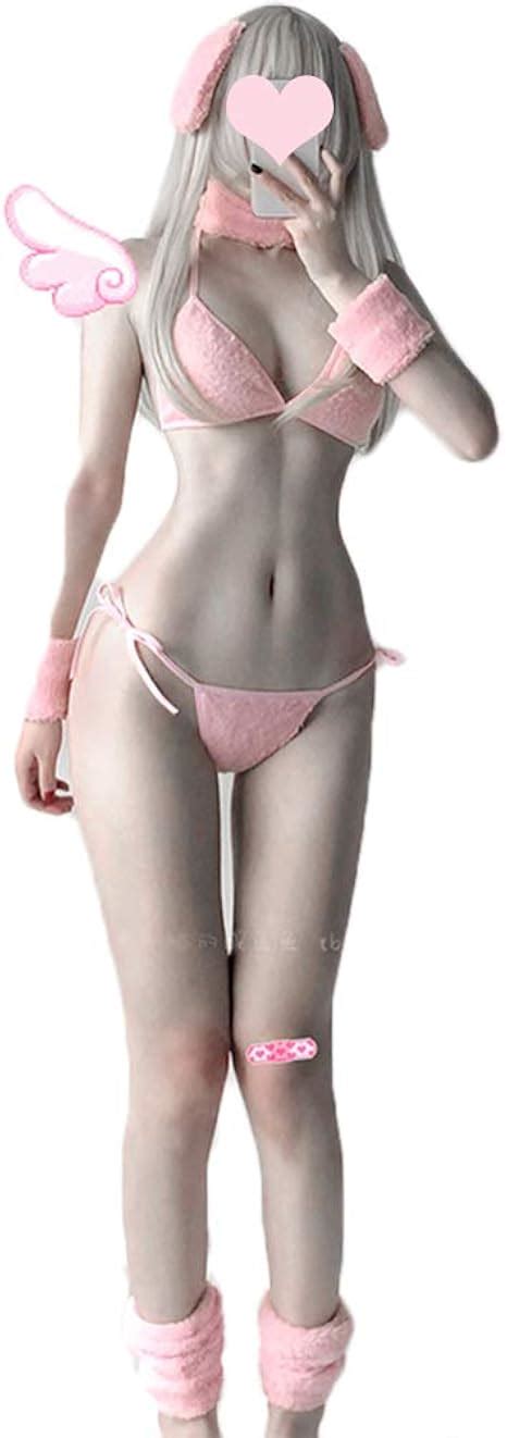Ensemble De Lingerie Sexy Pour Femme Lapin En Fourrure Costume De Cosplay Anime Japonais