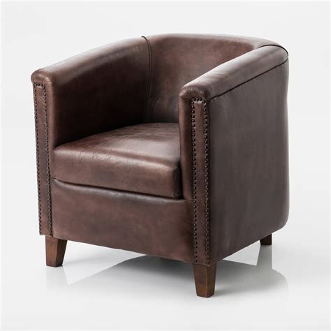 Fauteuil Cabriolet 77x82x77 Cm En Cuir De Buffle Marron Maison Et Styles