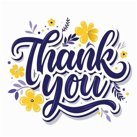 Premium Vector Hand Drawn Thank You Lettering With Floral Decoration