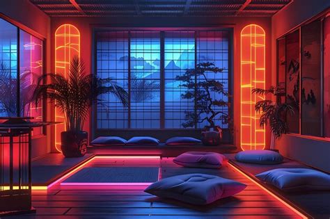 Premium Photo Zen Inspired Meditation Room With Floor Cushions A
