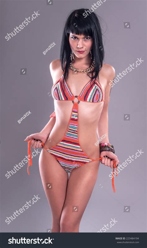Bikini Sexy Model Sexy Brunette Colorful Stock Photo 223484194 Shutterstock