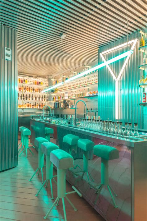 Plunge Into Naked And Famous Color Blocking Inspired Cocktail Bar In Seville Authentic Interior
