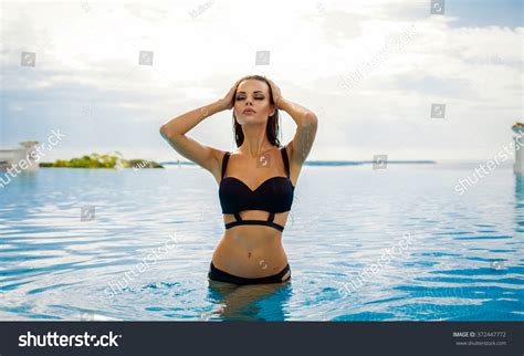 Sexy Model Wearing Bikini Pool Stock Photo 372447772 Shutterstock