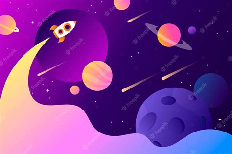 Горизонтальный космический фон с абстрактной формой и планетами ...