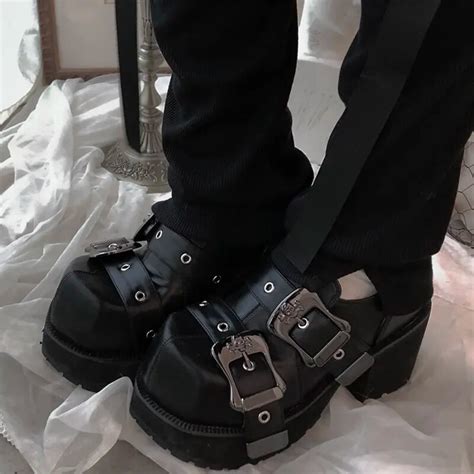 W Ciemnym Kolorze W Stylu Gotyckim Punk PU Sk Rzane Buty Lolita 2021 W