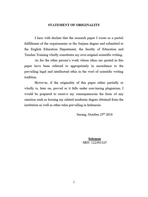 Statement Of Originality Pdf