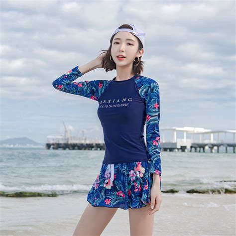 Generic Sports Swimsuit Female Split Conservative Skirt Bikini Plus Size Long Sleeve Ins