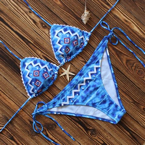 Women Sexy Bikini Two Piece Print Swimsuit Floral Suit Side Ties Girls Beach Wear Swimwear And
