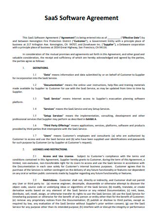 30 SAMPLE SaaS Agreement In PDF MS Word
