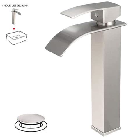 Bwe Waterfall Single Hole Single Handle Tall Bathroom Vessel Sink