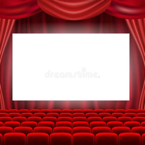 Cinema Screen With Red Curtains Isolated Transparent Background Stock