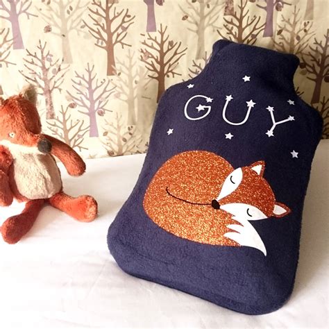 Sleeping Fox Personalised Hot Water Bottle Cover By Nickynackynoo Notonthehighstreet