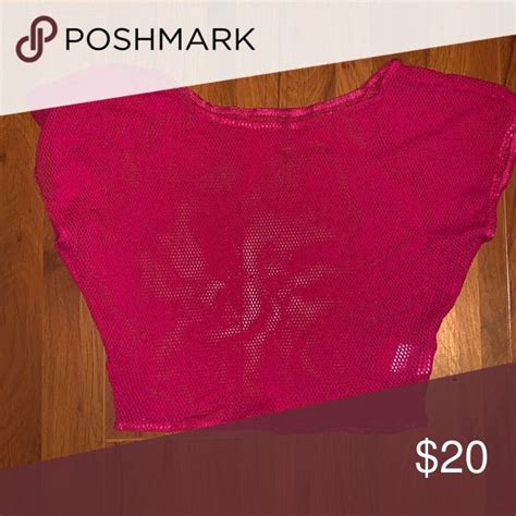 Hot Pink Mesh Crop Top Good Condition American Apparel Tops Crop Tops Crop Tops American