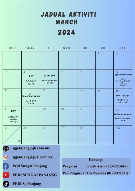 Jadual Aktiviti Mac 2024