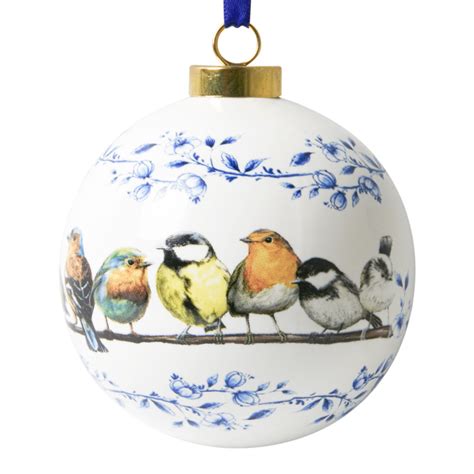 The Christmas Shop Kerstbal Delfts Blauw Met Vogels