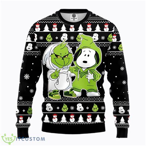 Grinch And Snoopy Merry Christmas Funny Xmas Sweaters YesItCustom