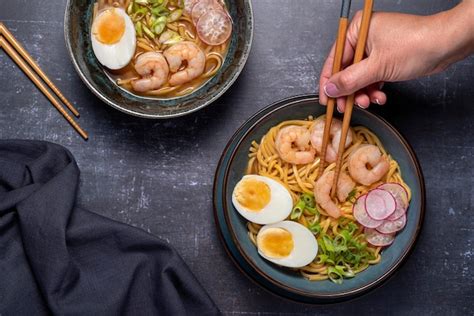 Premium Photo Food Photography Of Ramen Soup With Prawn