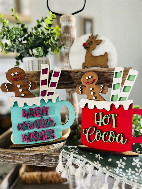 Gingerbread Man Hot Cocoa Cup Christmas Tiered Tray Etsy