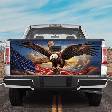 Lotusprinthandmade Eagle America Flag Patriotic Tailgate Wrap 2 Sizes