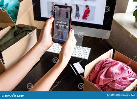 Online Shopping. Buying Clothes on the Internet Stock Photo - Image of ...