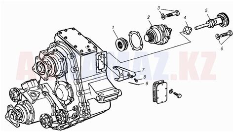 Установка коробки отбора мощности КАМАЗ-4310. Чертеж: №257
