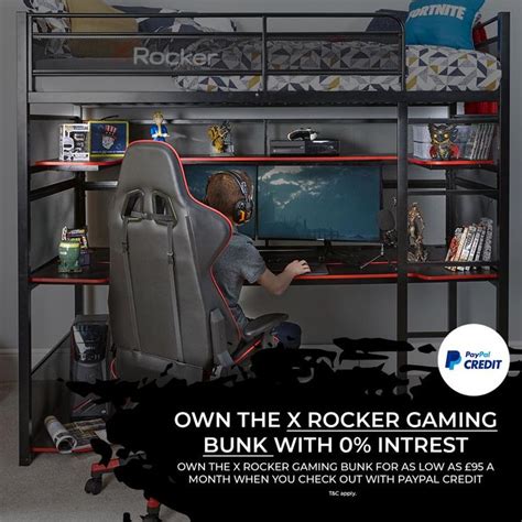 Battlebunk X Rocker® Gaming Metal Bunk Bed With Desk Black Atelier