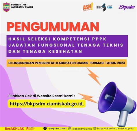 PENGUMUMAN HASIL SELEKSI KOMPETENSI PPPK JABATAN FUNGSIONAL TENAGA