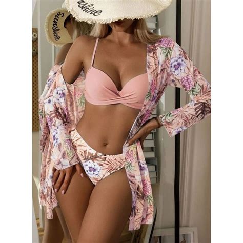 Ropa De Ba O Bikini Push Up Con Estampado De Planta Piezas Blwoens Falabella