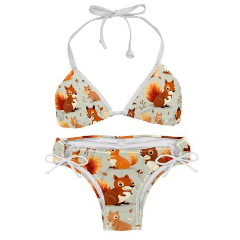 Squirrel Chic Bikini Set With Detachable Sponge Adjustable Strap Pack For Versatile Swim