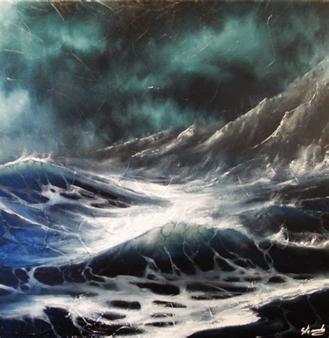 tempête en mer Peinture 50x10x50 cm 2013 par stemmelen matthieu