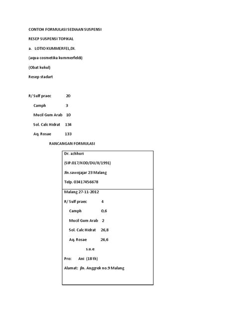 Contoh Formulasi Sediaan Suspensi Pdf