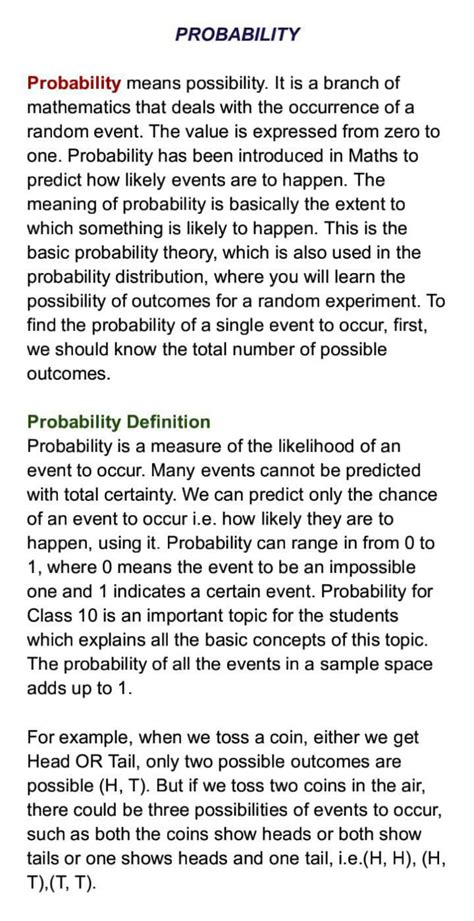 SOLUTION: Definition Probability/formula for probability / Types of ...